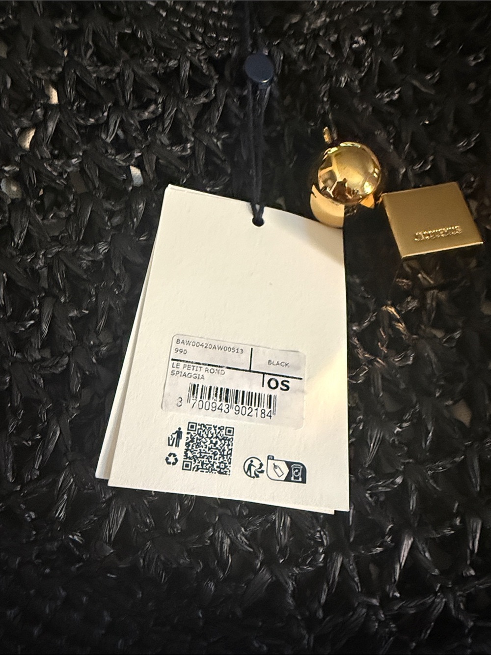 Jacquemus Black Woven Round Tote with Gold Charms - Picture 11 of 11